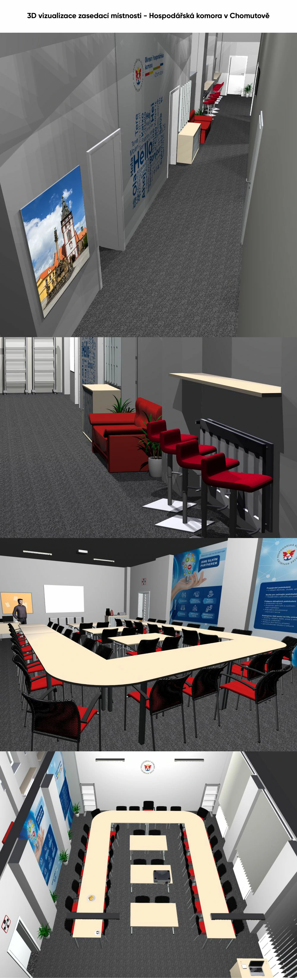 DEFT Design Reference - Hospodářská komora Chomutov - zasedací místnost - 3D vizualizace